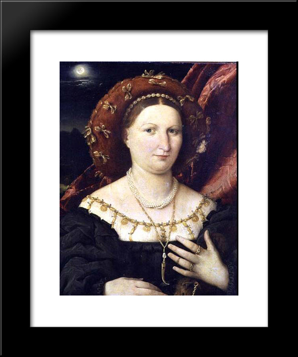 Portrait Of Lucina Brembati 20x24 Black Modern Wood Framed Art Print Poster by Lotto, Lorenzo
