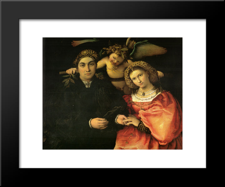 Signor Marsilio Cassotti And His Wife, Faustina 20x24 Black Modern Wood Framed Art Print Poster by Lotto, Lorenzo