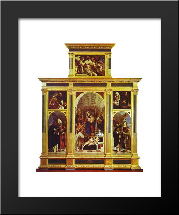 St. Dominic Polyptych 20x24 Black Modern Wood Framed Art Print Poster by Lotto, Lorenzo