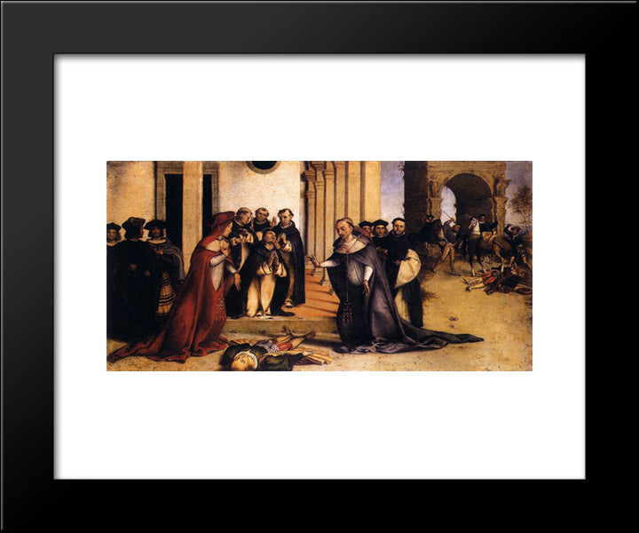 St. Dominic Raises Napoleone Orsini 20x24 Black Modern Wood Framed Art Print Poster by Lotto, Lorenzo
