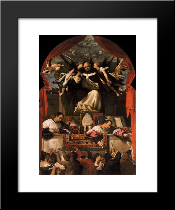 The Charity Of St. Anthony 20x24 Black Modern Wood Framed Art Print Poster by Lotto, Lorenzo
