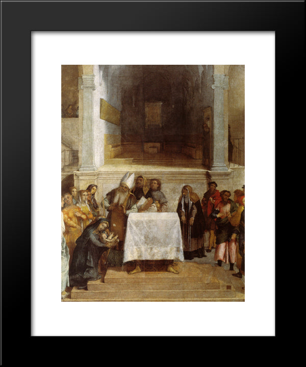 The Presentation Of Christ In The Temple 20x24 Black Modern Wood Framed Art Print Poster by Lotto, Lorenzo