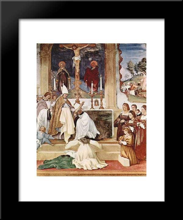 The Story Of St. Barbara And St. Alvise 20x24 Black Modern Wood Framed Art Print Poster by Lotto, Lorenzo