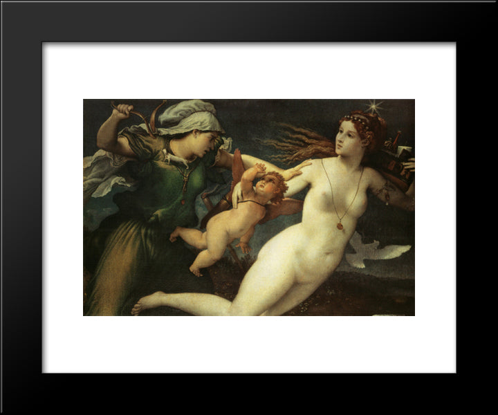 Triumph Of Chastity 20x24 Black Modern Wood Framed Art Print Poster by Lotto, Lorenzo