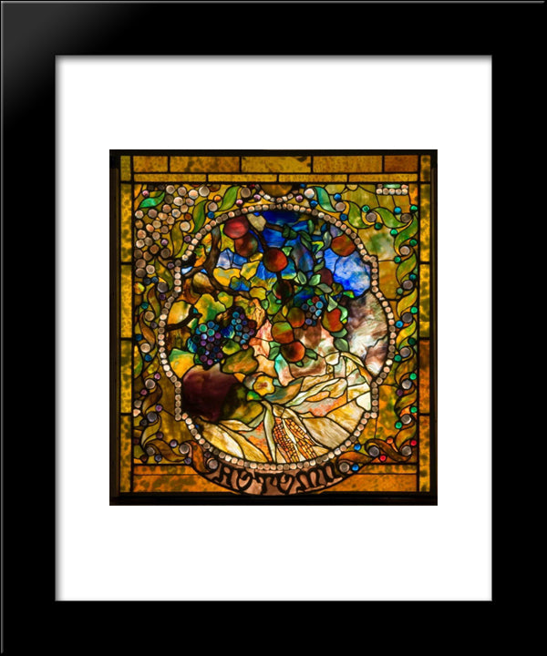 Autumn Panel From The Four Seasons Window 20x24 Black Modern Wood Framed Art Print Poster by Tiffany, Louis Comfort