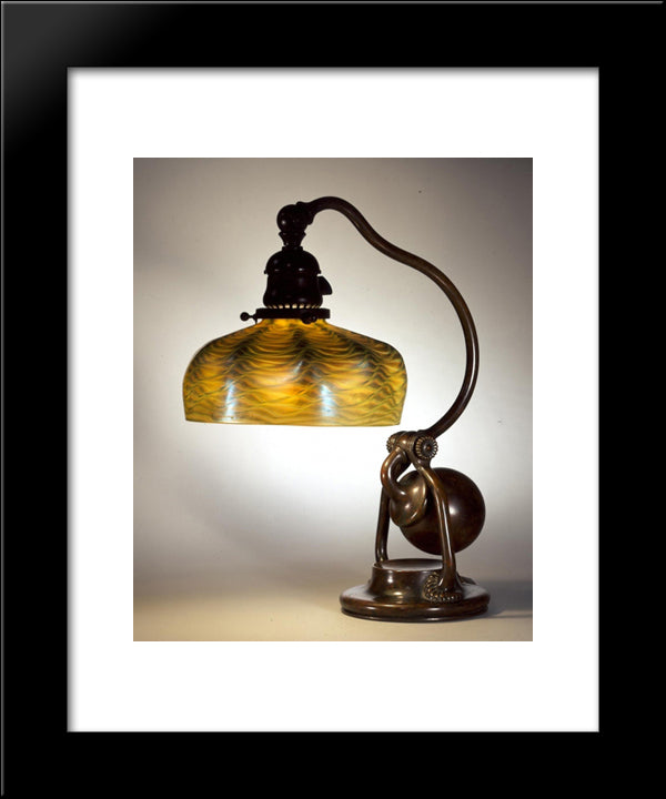 Balanced Lamp. Shell Design, Dome Shape 20x24 Black Modern Wood Framed Art Print Poster by Tiffany, Louis Comfort