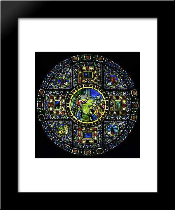 Christ Blessing The Evangelists Window 20x24 Black Modern Wood Framed Art Print Poster by Tiffany, Louis Comfort