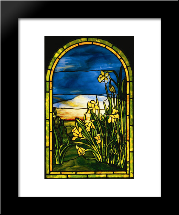 Daffodils 20x24 Black Modern Wood Framed Art Print Poster by Tiffany, Louis Comfort