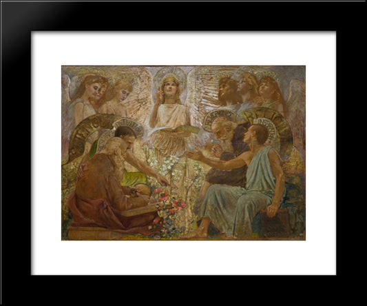 Detail, Cartoon For The Education Window 20x24 Black Modern Wood Framed Art Print Poster by Tiffany, Louis Comfort