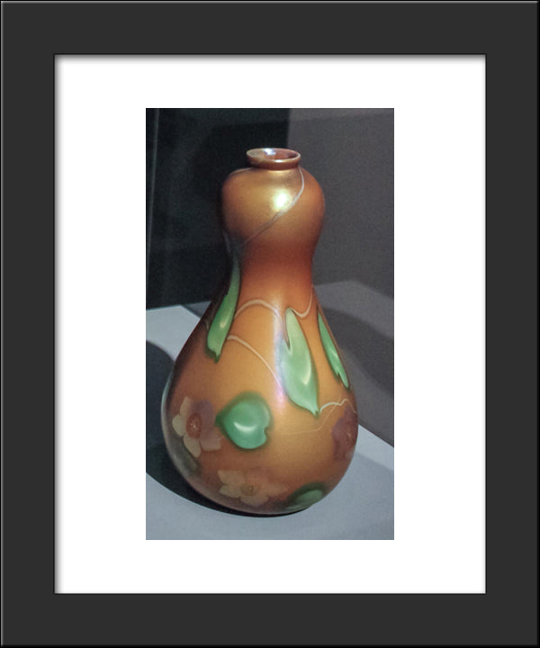 Double Gourd-Shaped Bottle With Flowers 20x24 Black Modern Wood Framed Art Print Poster by Tiffany, Louis Comfort