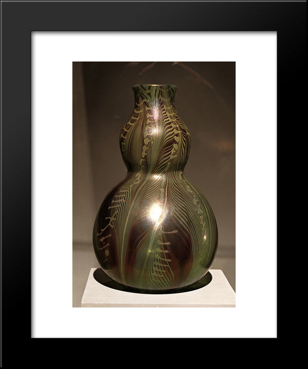 Double Gourd-Shaped Vase With Stylised Leaves 20x24 Black Modern Wood Framed Art Print Poster by Tiffany, Louis Comfort