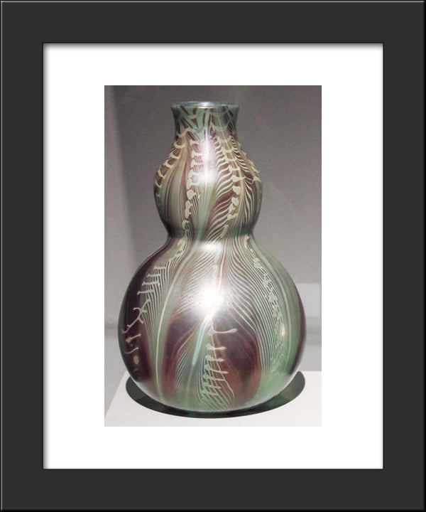 Double Gourd-Shaped Vase With Stylized Painted Leaves 20x24 Black Modern Wood Framed Art Print Poster by Tiffany, Louis Comfort