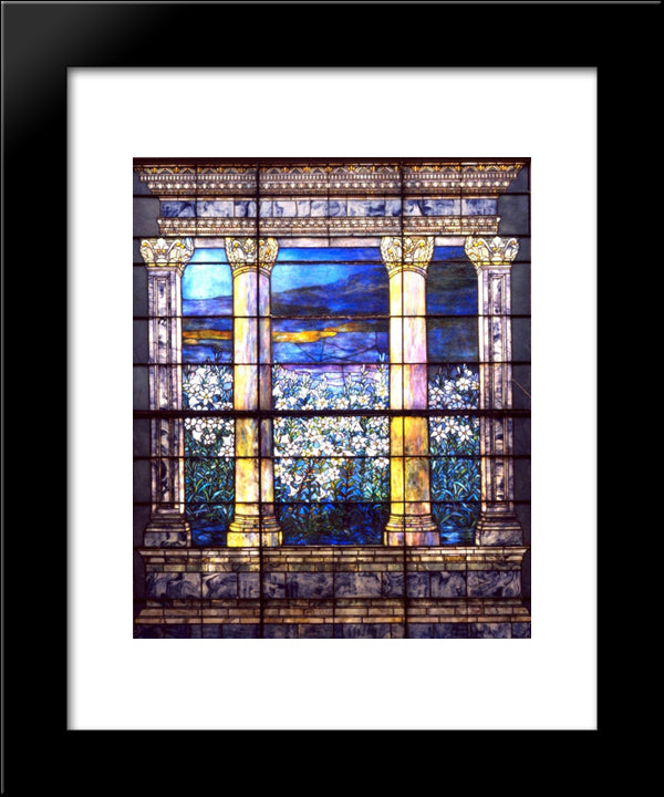 Field Of Lilies Window 20x24 Black Modern Wood Framed Art Print Poster by Tiffany, Louis Comfort
