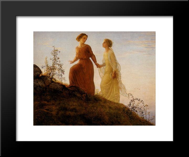 Poeme De L'Ame 14 Sur La Montagne 20x24 Black Modern Wood Framed Art Print Poster by Janmot, Anne Francois Louis