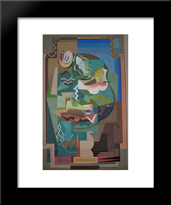 La Table 20x24 Black Modern Wood Framed Art Print Poster by Marcoussis, Louis