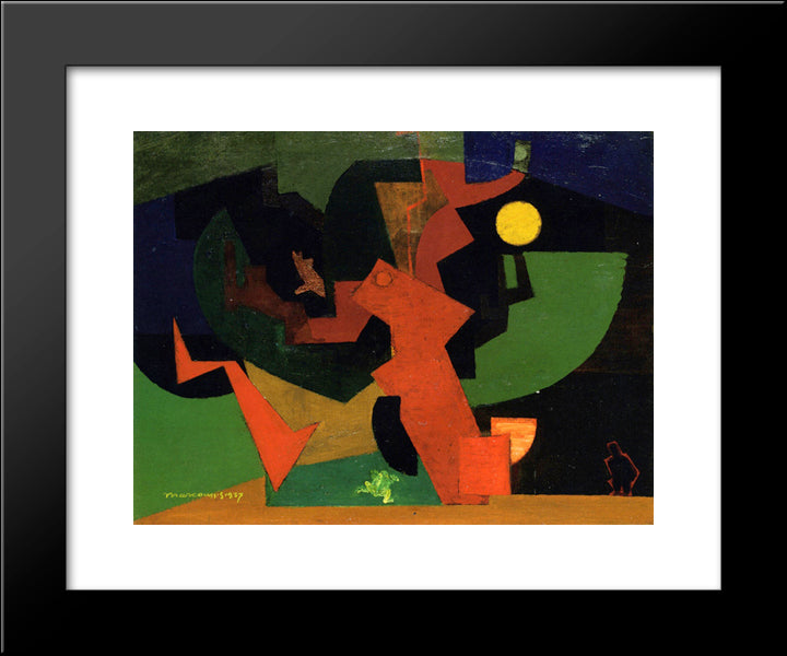Nuit Ii (Composition With Frog) 20x24 Black Modern Wood Framed Art Print Poster by Marcoussis, Louis