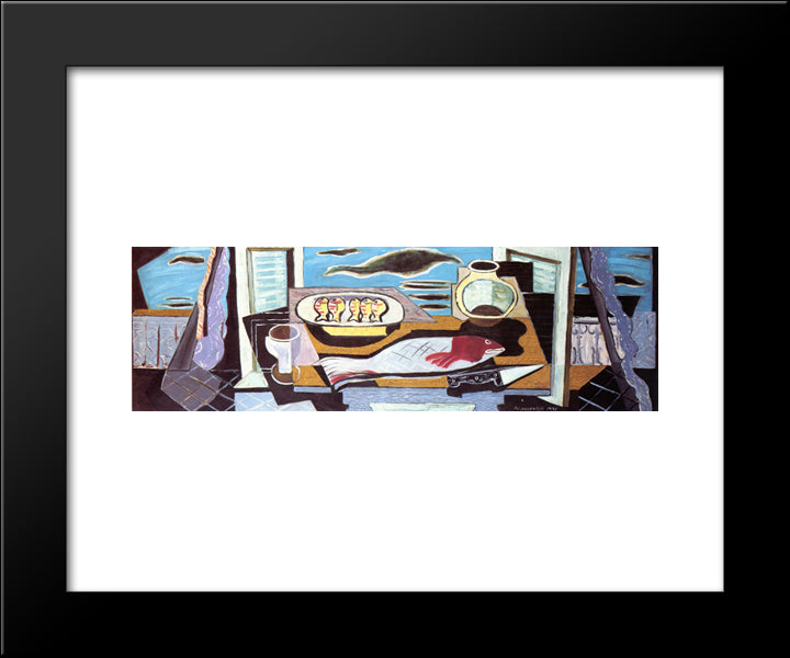 Still Life 20x24 Black Modern Wood Framed Art Print Poster by Marcoussis, Louis