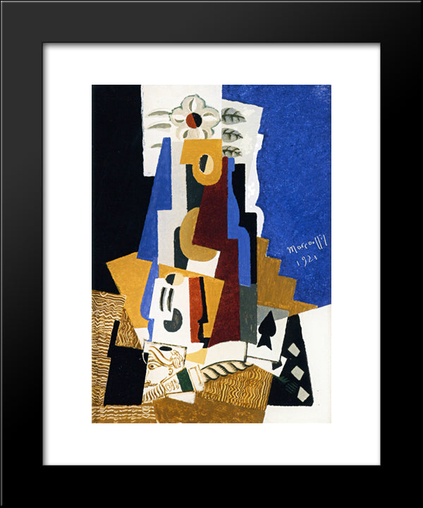 Still Life With Ace Of Spades 20x24 Black Modern Wood Framed Art Print Poster by Marcoussis, Louis
