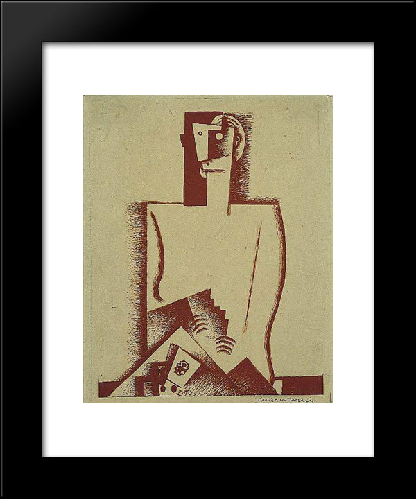 The Cardplayer 20x24 Black Modern Wood Framed Art Print Poster by Marcoussis, Louis