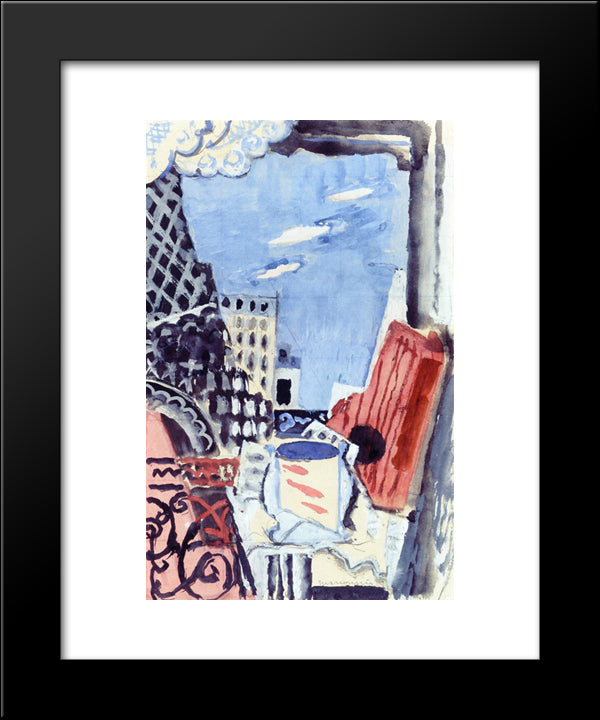 The Window Overlooking The Eiffel Tower 20x24 Black Modern Wood Framed Art Print Poster by Marcoussis, Louis
