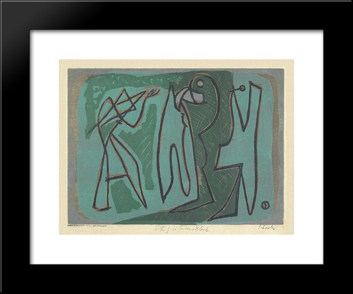 Study In Green And Black 20x24 Black Modern Wood Framed Art Print Poster by Schanker, Louis