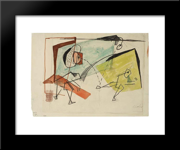 Wall Handball (Study) 20x24 Black Modern Wood Framed Art Print Poster by Schanker, Louis