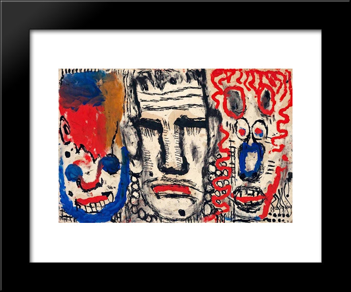 Masks 20x24 Black Modern Wood Framed Art Print Poster by Soutter, Louis