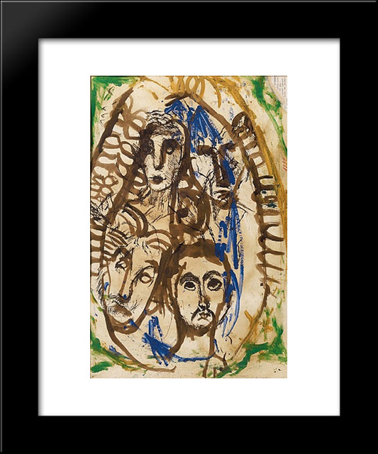Trois Tetes Dans Un Medaillon 20x24 Black Modern Wood Framed Art Print Poster by Soutter, Louis