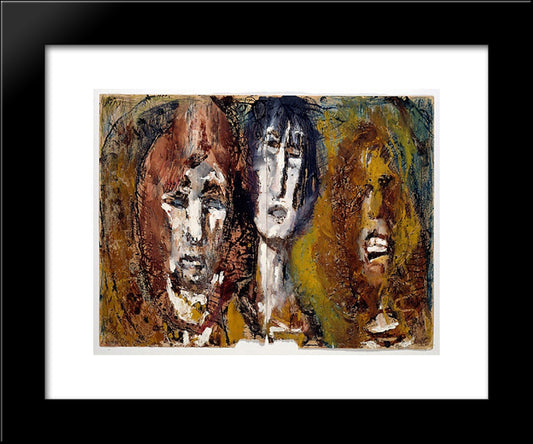 Trois Tetes Tropiques 20x24 Black Modern Wood Framed Art Print Poster by Soutter, Louis