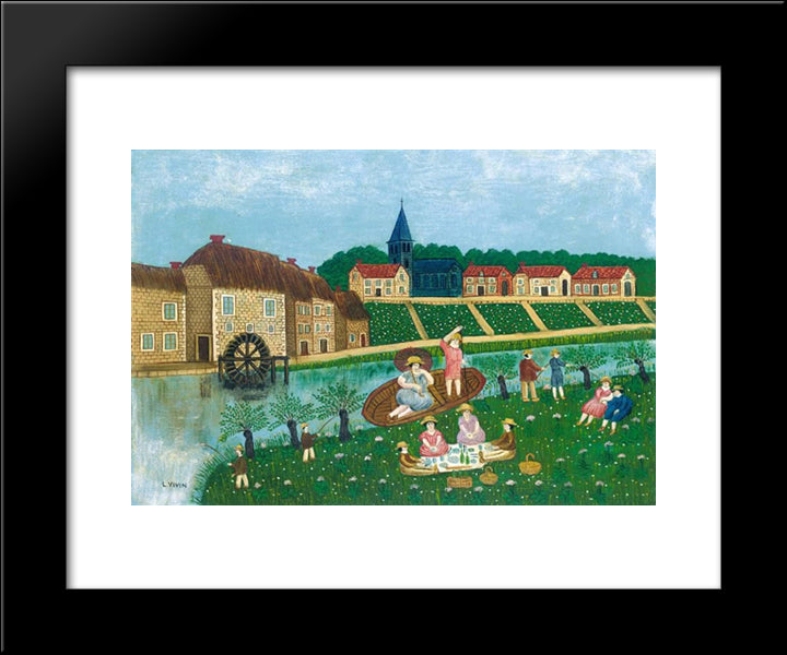Le Dejeuner Sur L'Herbe 20x24 Black Modern Wood Framed Art Print Poster by Vivin, Louis