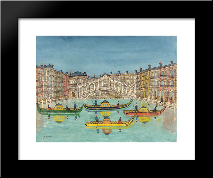 Le Pont Du Rialto 20x24 Black Modern Wood Framed Art Print Poster by Vivin, Louis