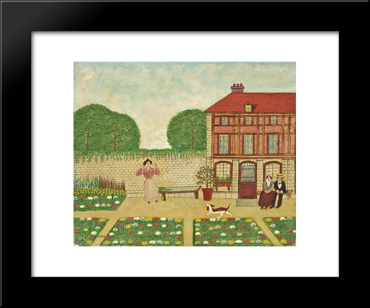 Trois Personnages Avec Un Chien 20x24 Black Modern Wood Framed Art Print Poster by Vivin, Louis