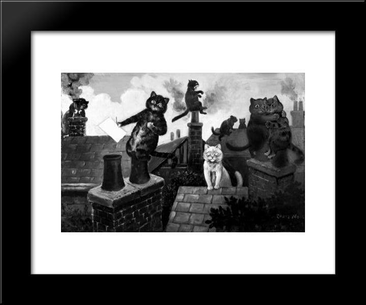 And Then, The Lover, Sighing Like Furnace, With A Woeful Ballad Made To His Mistress' Eye-Brow 20x24 Black Modern Wood Framed Art Print Poster by Wain, Louis