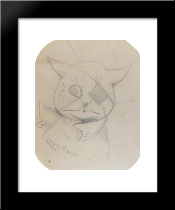 Bemused Cat 20x24 Black Modern Wood Framed Art Print Poster by Wain, Louis