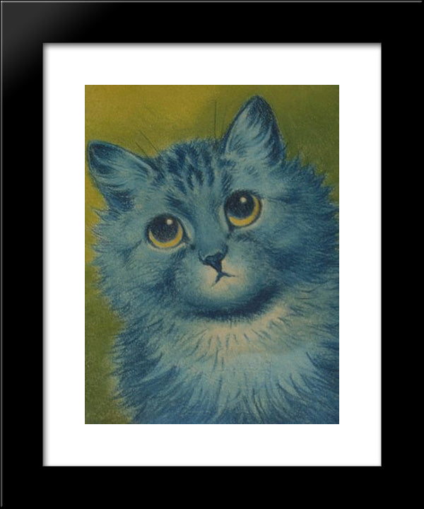 Blue Cat 20x24 Black Modern Wood Framed Art Print Poster by Wain, Louis