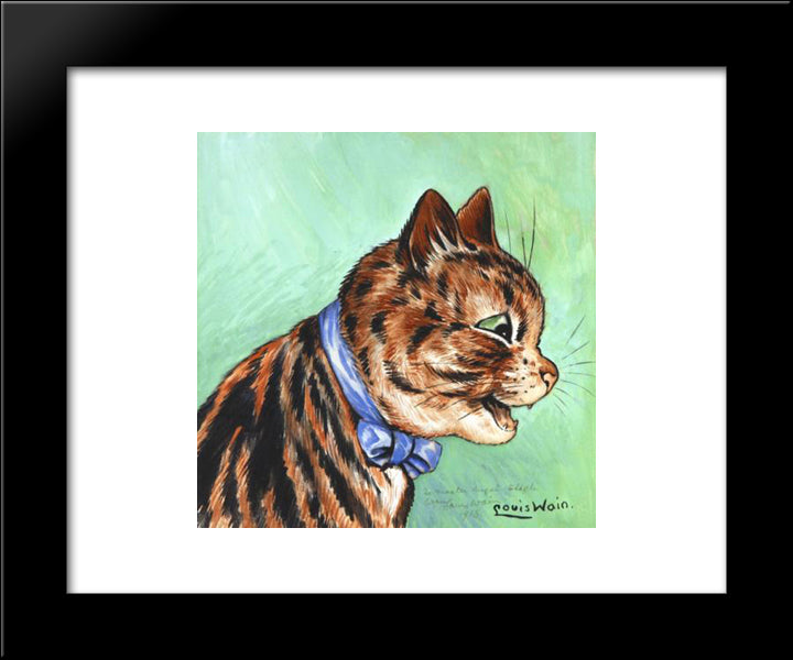 Cat Wearing A Bow 20x24 Black Modern Wood Framed Art Print Poster by Wain, Louis
