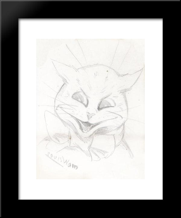 Happy Cat 20x24 Black Modern Wood Framed Art Print Poster by Wain, Louis