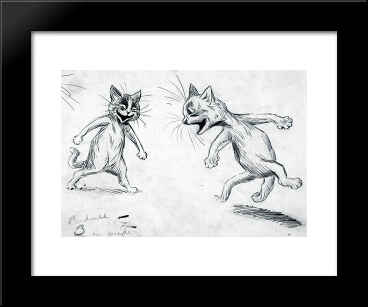 Laughing Cats 20x24 Black Modern Wood Framed Art Print Poster by Wain, Louis