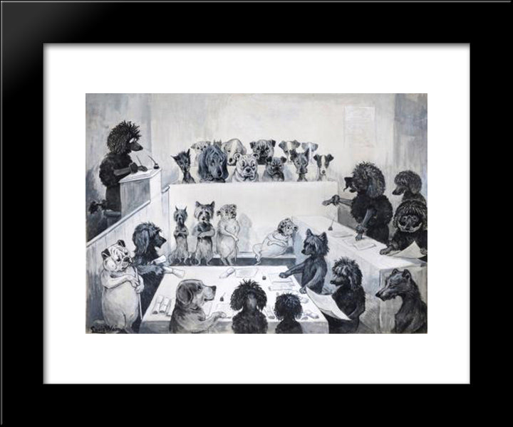 Law In Action 20x24 Black Modern Wood Framed Art Print Poster by Wain, Louis