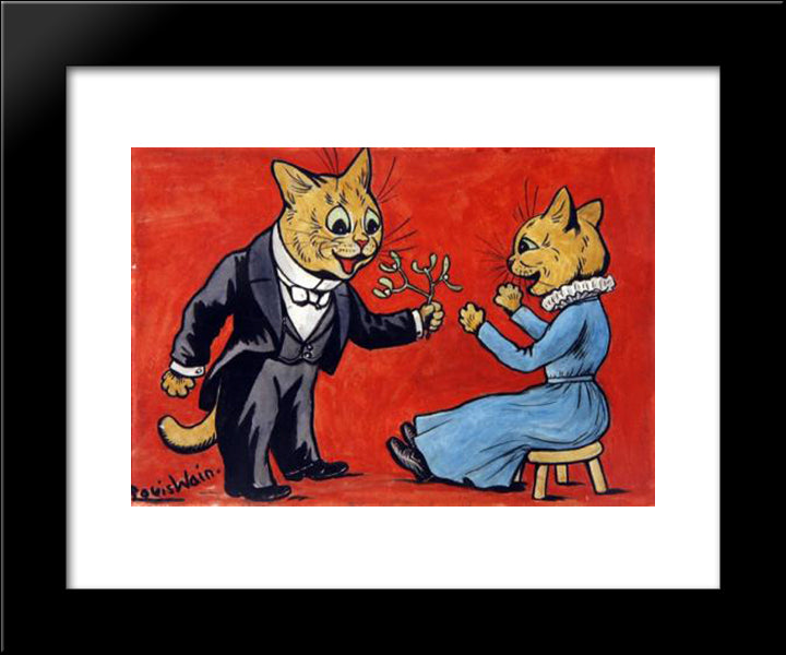Mistletoe For You 20x24 Black Modern Wood Framed Art Print Poster by Wain, Louis