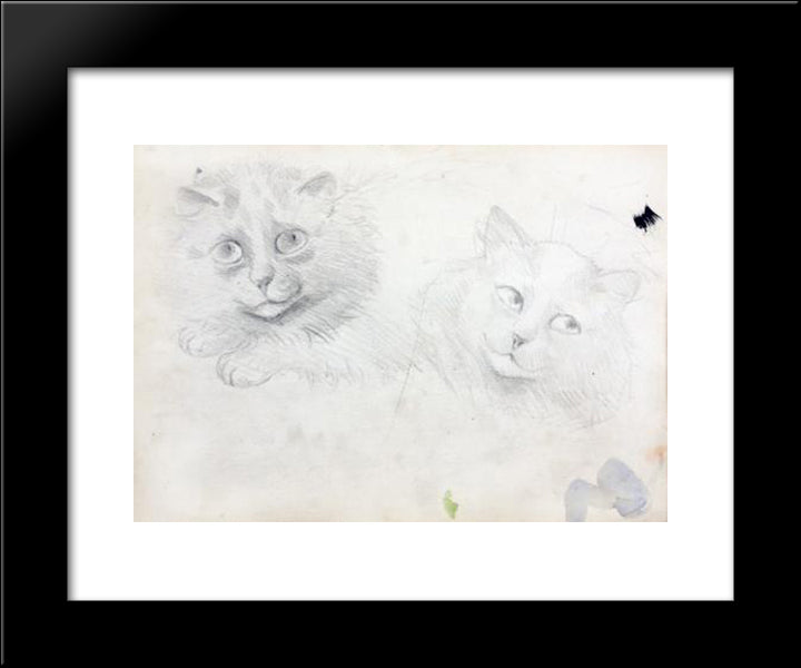 Sketches Of Burmese Cats 20x24 Black Modern Wood Framed Art Print Poster by Wain, Louis