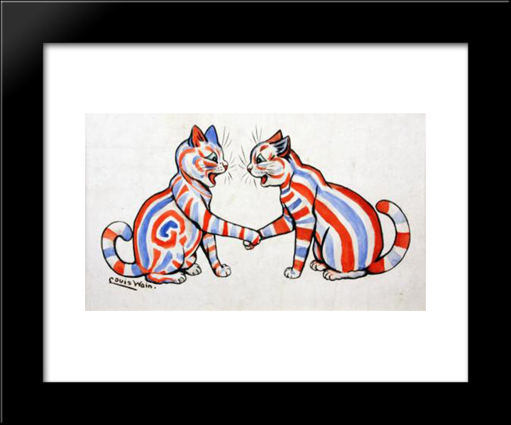 Striped Cats 20x24 Black Modern Wood Framed Art Print Poster by Wain, Louis