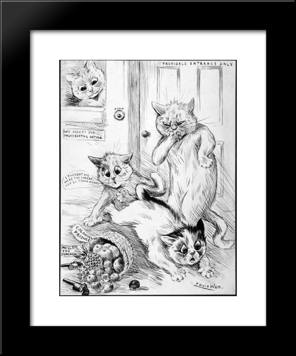 The Banged Door 20x24 Black Modern Wood Framed Art Print Poster by Wain, Louis
