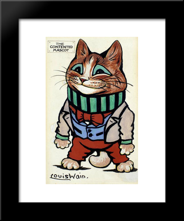 The Contented Mascot 20x24 Black Modern Wood Framed Art Print Poster by Wain, Louis