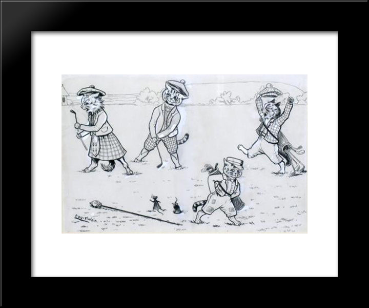 The Putt 20x24 Black Modern Wood Framed Art Print Poster by Wain, Louis