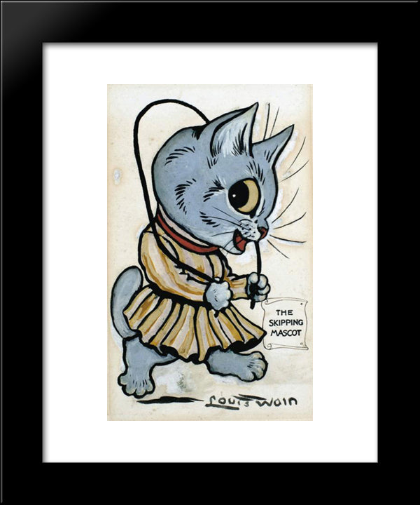 The Skipping Mascot 20x24 Black Modern Wood Framed Art Print Poster by Wain, Louis