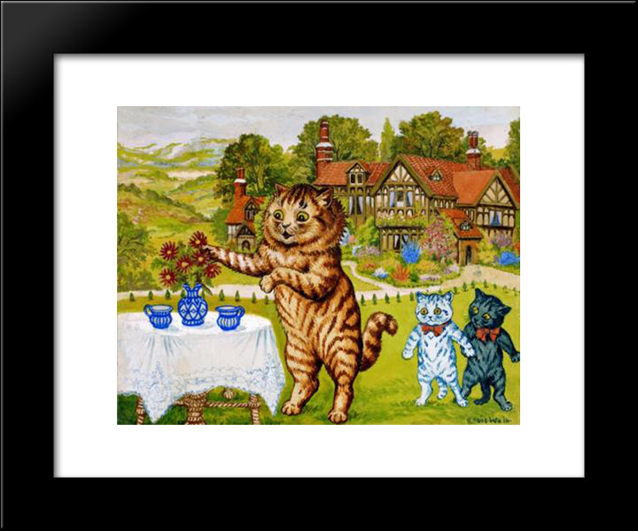 Two Jugs Of Milk 20x24 Black Modern Wood Framed Art Print Poster by Wain, Louis