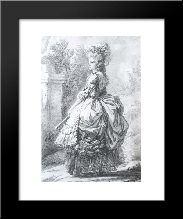 Marie Antoinette Walking In A Garden 20x24 Black Modern Wood Framed Art Print Poster by Vigee Le Brun, Louise Elisabeth