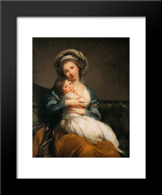 Self Portrait With Her Daughter, Julie 20x24 Black Modern Wood Framed Art Print Poster by Vigee Le Brun, Louise Elisabeth