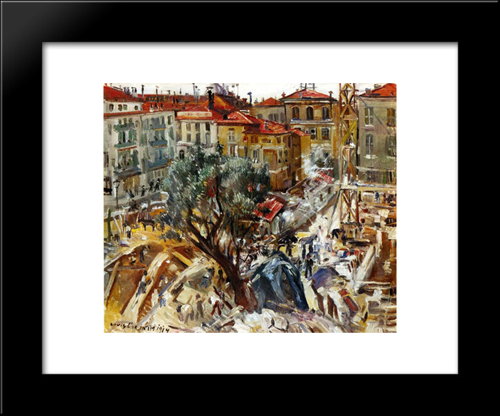 Building Under Construction In Monte Carlo 20x24 Black Modern Wood Framed Art Print Poster by Corinth, Lovis